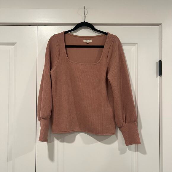 Madewell Women's Square Neck Sweater Light Pink‎ Size Medium - Picture 1 of 9